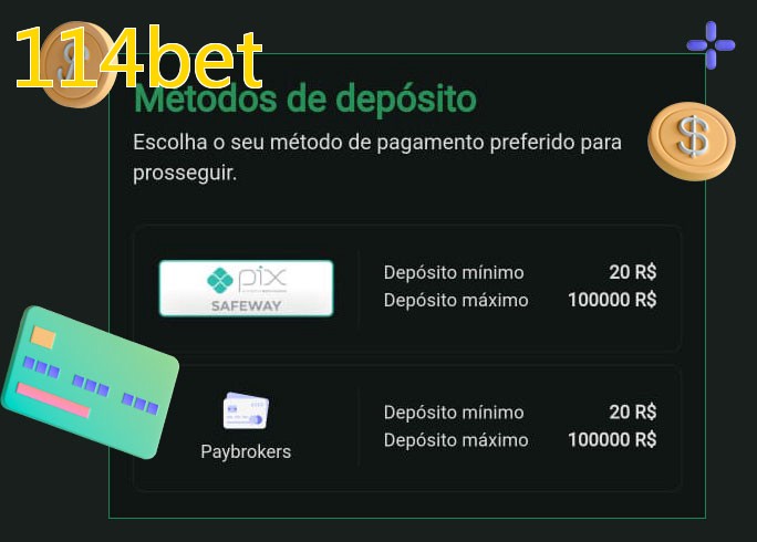 O cassino 114betbet oferece uma grande variedade de métodos de pagamento